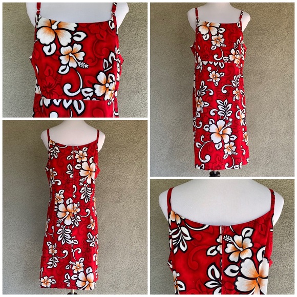 🌺 Hilo Hattie Hawaiian Sundress Red & White Dress - Picture 3 of 8